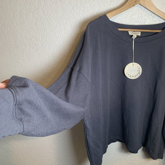 Umgee Women’s Top Dark Gray Sweat Top With Diamond Pattern 2XL Activewear - Picture 6 of 12